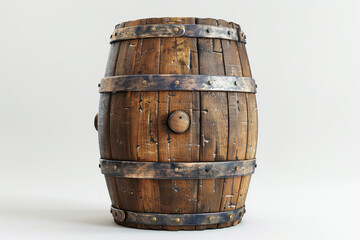 Obraz premium old wooden barrel isolated on white background