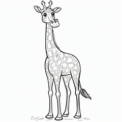 Fototapeta premium cartoon of a Giraffe children coloring book page