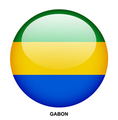 GABON flag button on white background