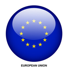 EUROPEAN UNION flag button on white background