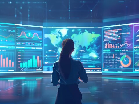 A data analyst visualizing trends using analytics software