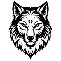 Wolf Face Silhouette Vector Art Wildlife Graphic Design Illustration..