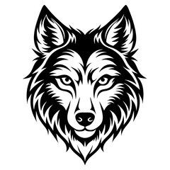 Naklejka premium Majestic Wolf Face Silhouette Vector Illustration -Animal Art for Prints and Digital.