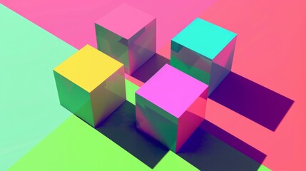 Obraz premium Abstract Colorful Cubes with Shadows.