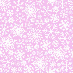 Pink Doll snowflake vector seamless pattern. Pinky Girlish Xmas vibes background.