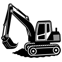 Excavator icon silhouette vector illustration white background.