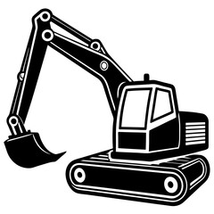 Excavator icon silhouette vector illustration white background.