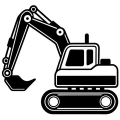 Excavator icon silhouette vector illustration white background.