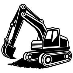Excavator icon silhouette vector illustration white background.