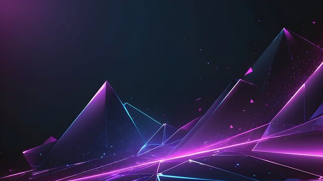 A cityscape with a purple background and a lot of triangles. The triangles are scattered all over the background and the foreground. The cityscape is very abstract and has a futuristic feel to it