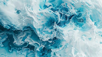 Aquamarine blue paint dances and swirls against a backdrop of snowy white, evoking the calm of the...