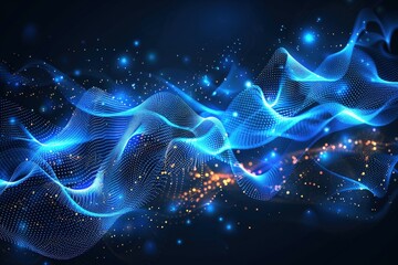 A blue wave with a lot of dots on it