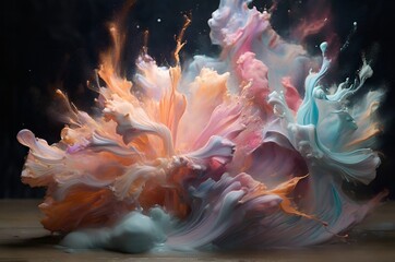 Obraz premium explosion powder, Color dust spreading over the background