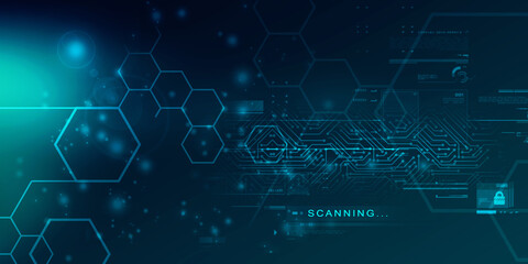 2d illustration Abstract futuristic electronic circuit technology background
