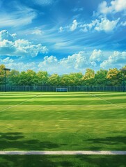 Soccer Grass Field with Chalk Lines