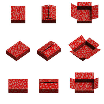 isometric delivery, gift, Christmas red 3d box set