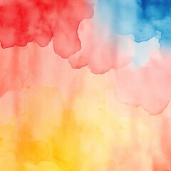 Obraz premium A soft, abstract watercolor painting background with a blend of yellow, orange, and blue hues