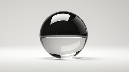 Minimalist Glass Sphere with Reflective Surface in Clean White Space