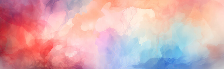 A digital abstract painting featuring a soft, pastel cloudscape with hues of pink, peach, and blue