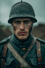 Naklejka premium Austro-Hungarian Soldier in WWI Uniform