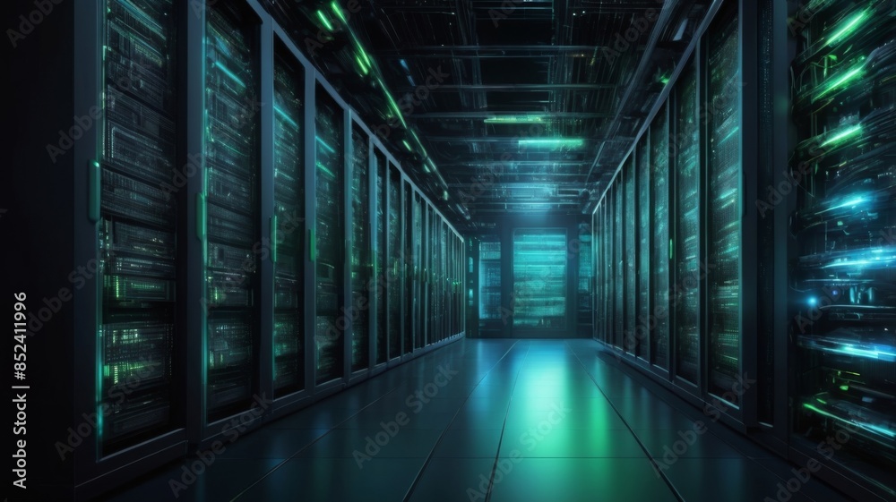 Aufkleber Design an abstract background inspired by high-tech data server racks
