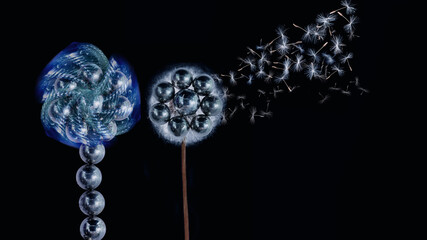 Technology transforming into nature concept of sustainable future.