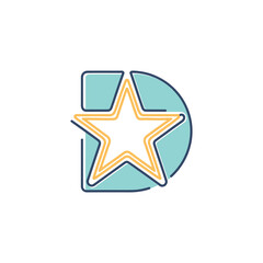 Obraz premium Illustration of the Letter D with a Shining Star Symbol