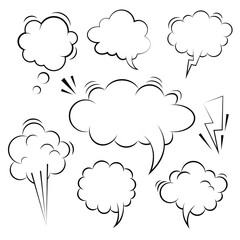 Different types of comic book speech bubble. collection of comic speech bubble. pop art comic clouds. vector illustration