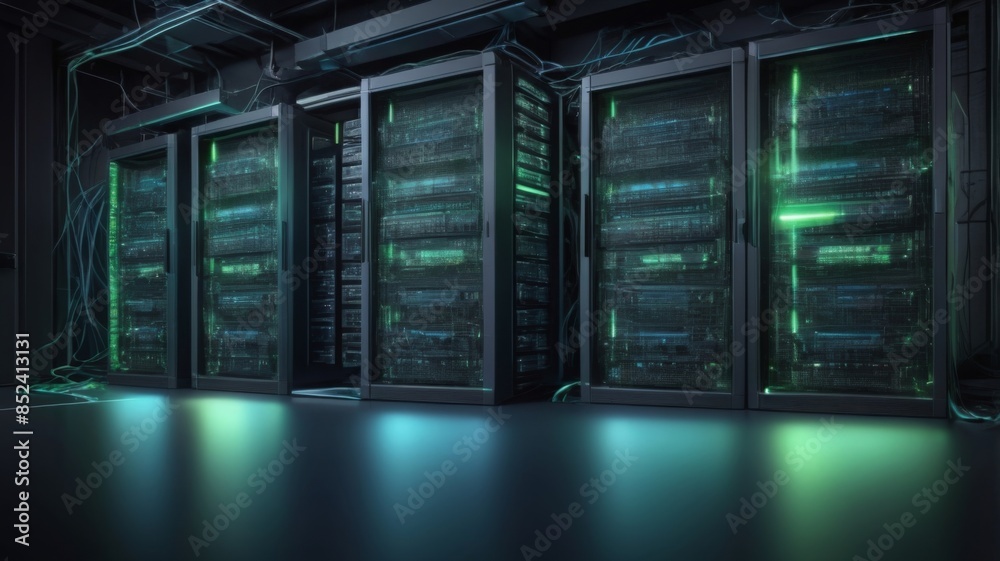 Aufkleber Design an abstract background inspired by high-tech data server racks