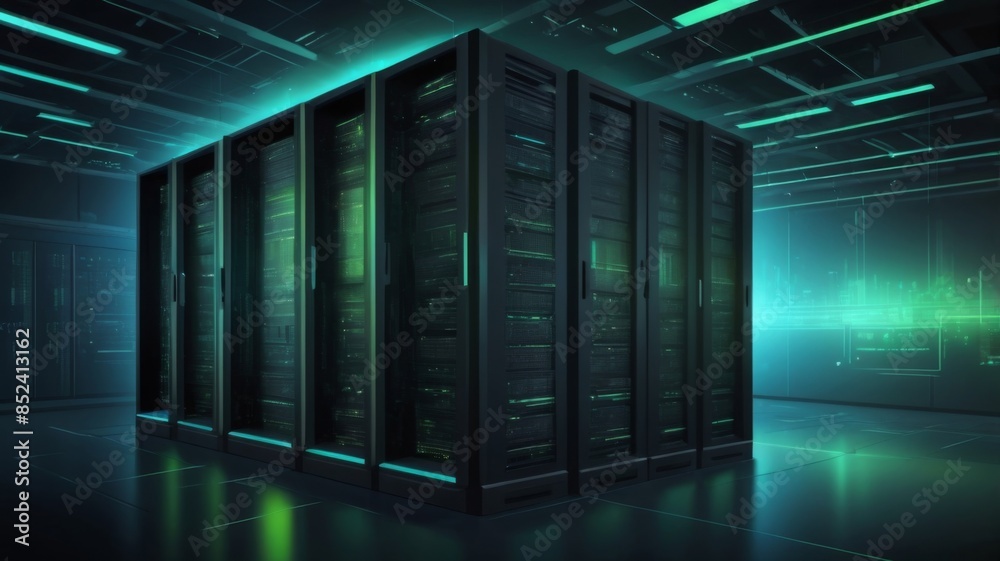 Poster Design an abstract background inspired by high-tech data server racks