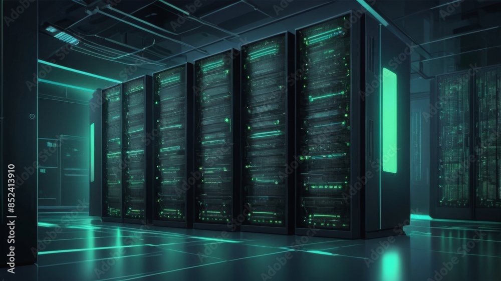 Poster Design an abstract background inspired by high-tech data server racks