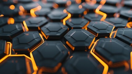 Obraz premium Abstract Hexagon Pattern with Glowing Lines.