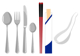 いろんなカトラリーのイラストセット