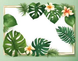 Fototapeta premium Vector Tropical Frames Green Leaves, Wallpaper Pictures, Background
