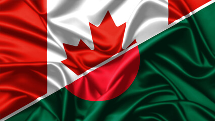 United waving flag of Bangladesh and Canada