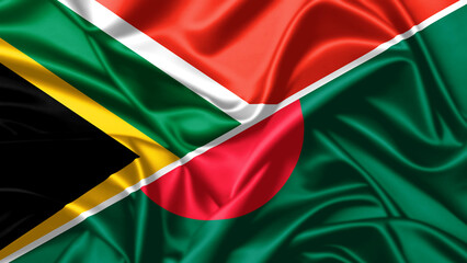United waving flag of Bangladesh and South Africa