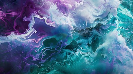 Captivating waves of ultraviolet energy mixing with jade colors tranquility.
