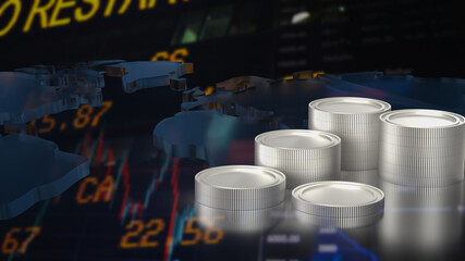 The coins on Chart background for Business concept 3d rendering © niphon