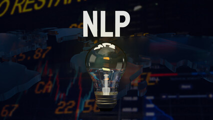 Obraz premium The light bulb and text for Natural Language Processing NLP concept 3d rendering.