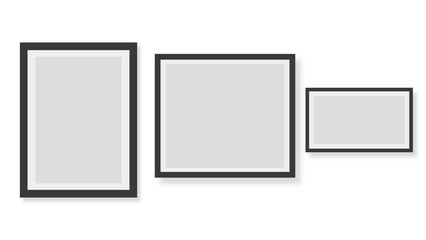 Realistic empty photo card frame, film set. Retro vintage photograph with transparent background. Digital snapshot image. Template or mockup for design. Poster frame mockup. Vector illustration