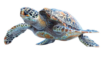 Fototapeta premium Vibrant and detailed illustration of a sea turtle showcasing intricate patterns and vivid colors, capturing the beauty of marine wildlife.