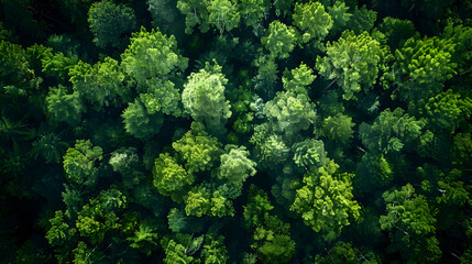 Naklejka premium Aerial View of Lush Green Forest Canopy - Photo