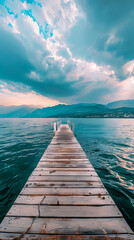 Obraz premium A wooden dock leading into the water.