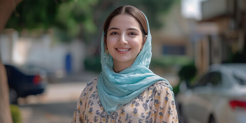 Happy smiling Indian woman in traditional Punjab dress