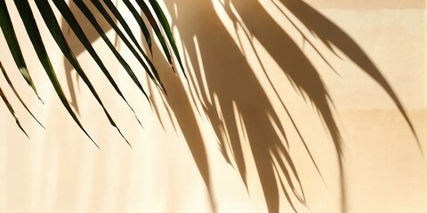Obraz premium The shade from the leaves of a palm tree