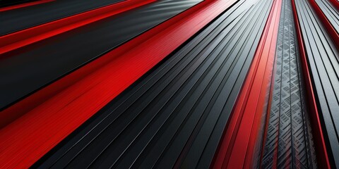 Obraz premium Abstract Red and Black Lines Converging in the Distance