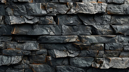 A wall made of black stones.