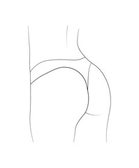 woman in bikini butt panties black and white drawing