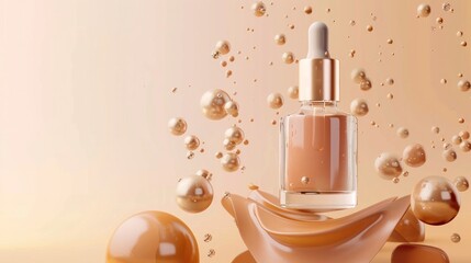 Naklejka premium Illustration showing serum and vitamin drops penetrating the skin layer to reduce sagging and rejuvenate skin cells.