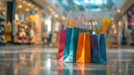Colourful paper shopping bags